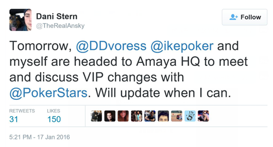 Negreanu、Haxton、Stern、Dvoress在Amaya总部聚会，与扑克之星商讨VIP政策变革