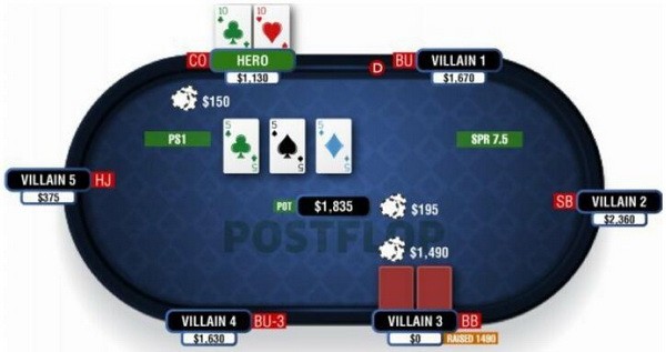 【6upoker】德州扑克由三条公共牌和口袋对子组成的葫芦