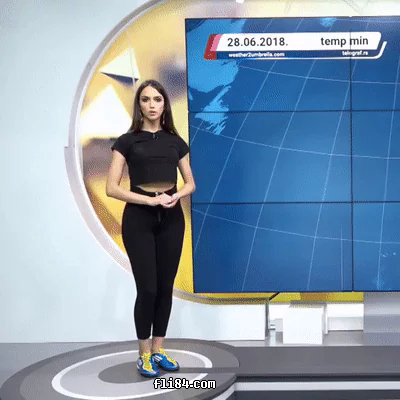 塞尔维亚天气女主播，Sara Damnjanovic训练踢腿动图