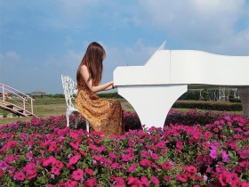 【6upoker】小清新正妹Estelle 新社花海花海中弹钢琴仙气逼人