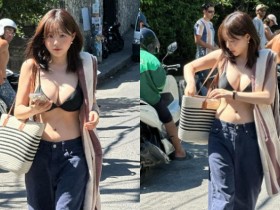 【6upoker】出國就要大解放!甜美萌妹一到國外就只穿內衣爆乳趴趴走