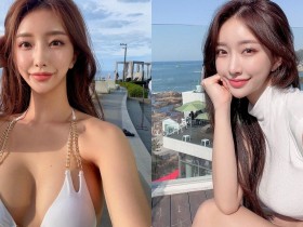 【6upoker】美乳姐姐「比基尼托住飽滿巨乳」,「兩顆車頭燈」實在太明顯!