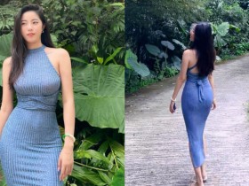 【6upoker】萬綠叢中現「氣質正妹」,貼身洋裝美顯「性感S曲線」超誘人
