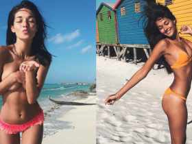 【6upoker】陽光沙灘沒有比基尼!「性感正妹」身體力行海島風情 捧嫩乳做日光浴