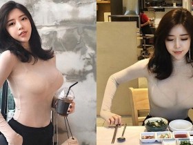 【6upoker】餐廳驚見「超透明巨乳」!正妹裸色衣超薄透「渾圓巨乳」擋不住,完全無法專心吃飯!