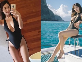 【6upoker】陽光正妹泳裝開中路秀「人字豪乳」!超強「水滴奶」弧度好完美!