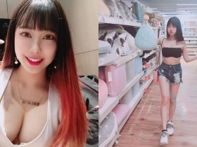 【6upoker】穿這樣逛街母湯!「安妮兔兔」平口小可愛「香肩蠻腰」展露無遺,甜美性感好吸睛