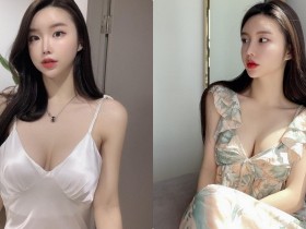 【6upoker】網拍正妹示範「性感低胸小洋裝」,「飽滿的美胸曲線」好明顯!