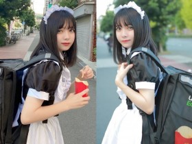 【6upoker】UberEats正妹「萌穿女僕裝」甜美送餐 讓人忍不住想怒點一波了