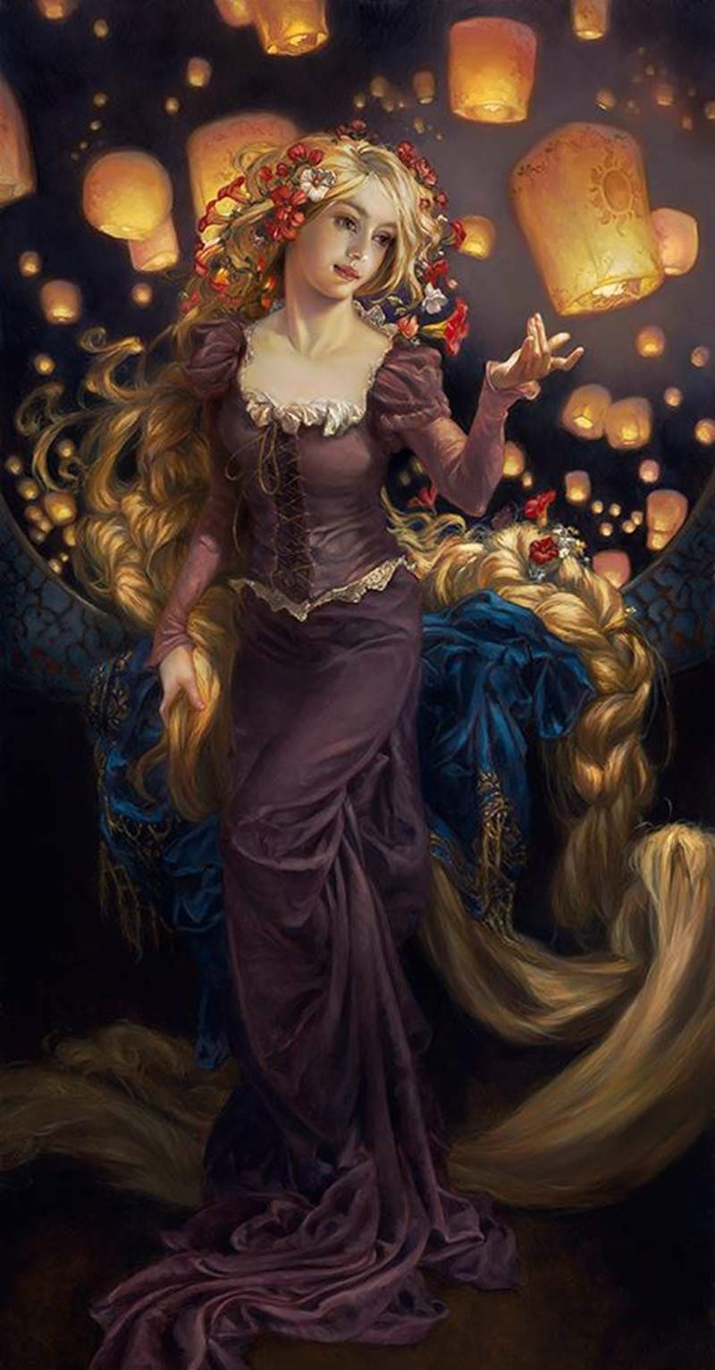 油画版迪士尼公主 美丽公主变成中世纪美女