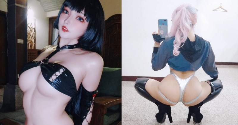 在台日本妹「秀奈」挺白嫩巨乳玩cosplay！超大膽姿勢讓人好想色色！