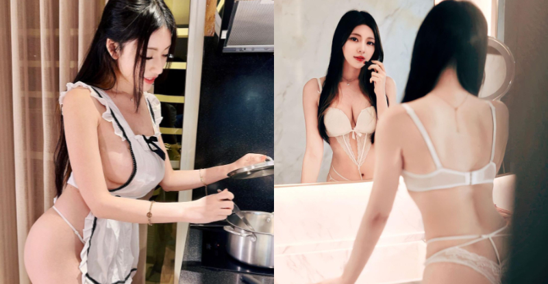【6upoker】火辣廚娘「謝立琪Kiki」裸披圍裙就開煮，「側溢厚奶」粉絲狂讚秀色可餐！