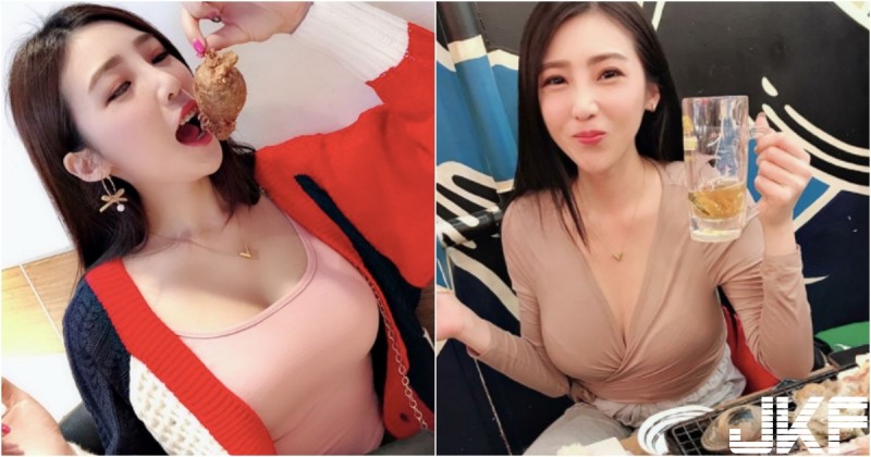 好大的「呱呱包」！「美乳正妹」吃東西超兇！坐在她對面光看就飽啦！