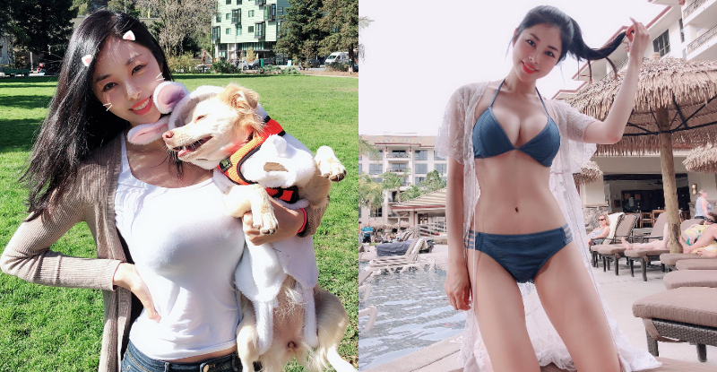 【6upoker】性感正妹美乳「猖狂溢出」比基尼！渾圓奶球當肉墊　狗狗躺的很舒服！