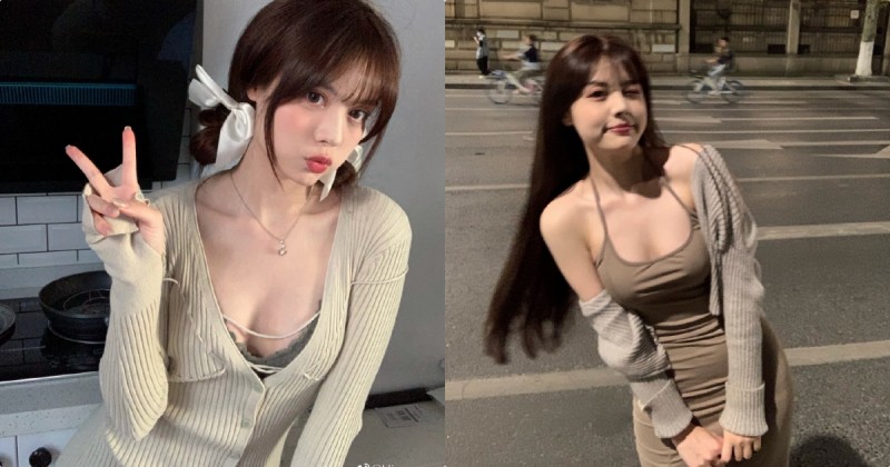 【6upoker】甜心正妹「唇型好像Angelababy」，路上隨性一拍「深溝現形」！