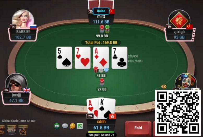 【EV扑克】牌局分析：3bet底池，TPTK转牌被推allin