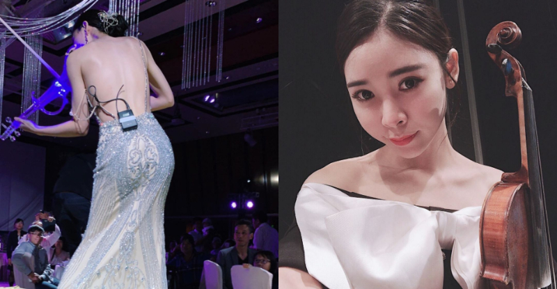 性感正妹小提琴手爆乳拉奏　一轉身「背部全裸」引網友爆動