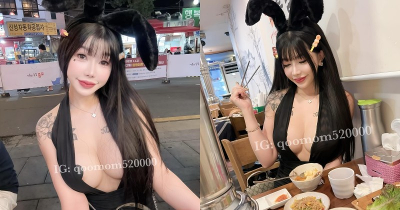 【6upoker】吃韓式燒肉偶遇「爆乳兔女郎」！深V快開到肚臍，整頓飯都充滿奶香