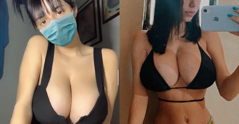 欠搜！「巨乳口罩妹」不露臉挺奶自拍　傳送門一開長相也跟著曝光