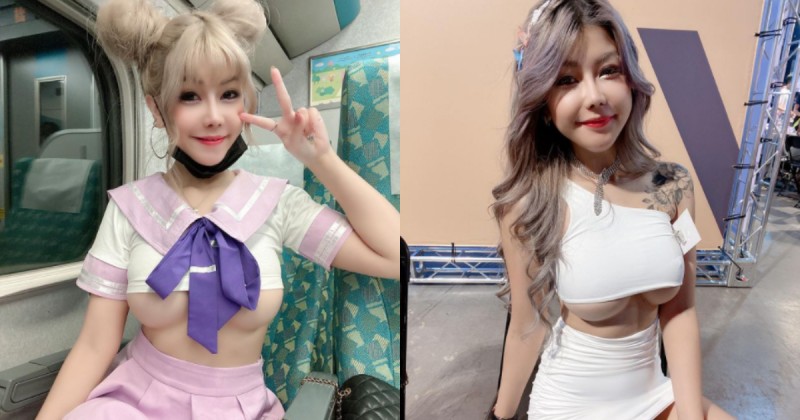【6upoker】高鐵驚見「下乳露出」粉紅制服妹！張嘻嘻超火穿搭誰受得了，網友驚呼：給隔壁的福利？
