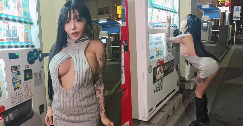 【6upoker】投幣飲料機好閃！巨乳正妹「櫻花」S曲線炸裂，「ㄉㄨㄞ彈猛奶」跳過來！