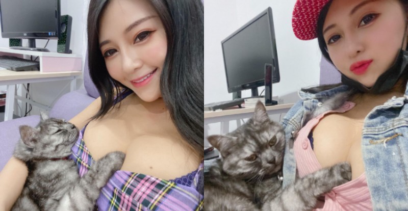 【6upoker】挑釁的眼神!巨乳甜心「安希」的愛貓每天爽躺人肉軟墊!