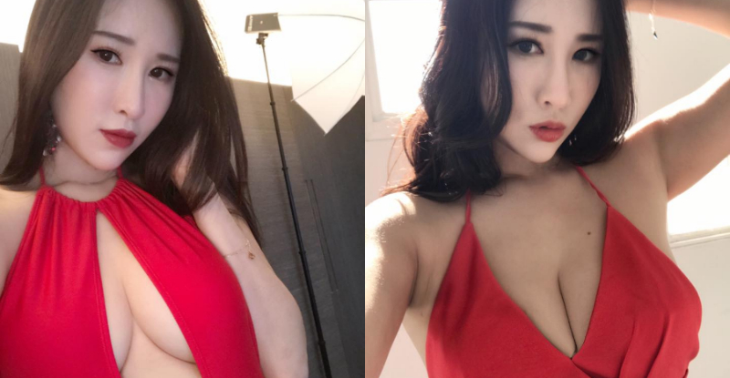 【6upoker】中洞開開露出渾圓飽滿「人字奶」！G乳正妹穿上「超高衩」禮服太惹火！