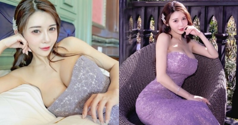 老英格蘭莊園出現「巨乳美人魚」！甜心正妹「安希」辣秀紫色婚紗，超狂Ｓ曲線好迷人