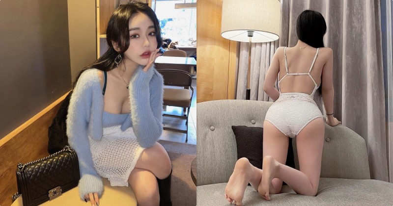 【6upoker】走辣妹風的「優質長髮正妹」，房間穿內衣的背影太誘人！