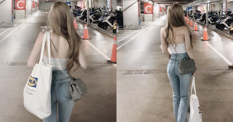 【6upoker】IKEA停車場遇到「裸背翹臀」正妹！超殺背影讓人自告奮勇想提包，神出正面也超辣超大！