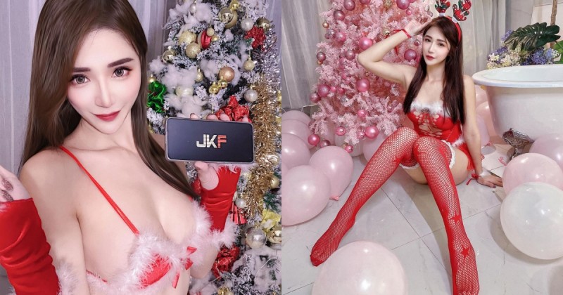 【6upoker】這爆乳太犯規！「金娜娜」聖誕裝秀飽滿雪乳，「細腰美腿」也一次滿足！