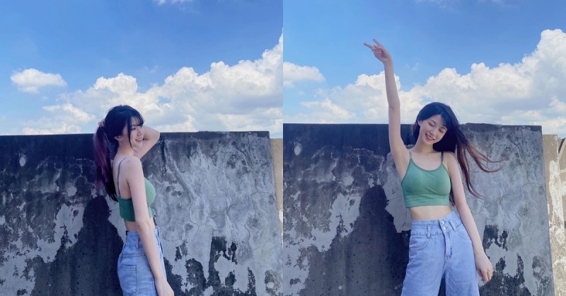 【6upoker】戀愛了！正妹女大生「惟蒨」戶外美照好清新，背心襯托飽滿曲線！