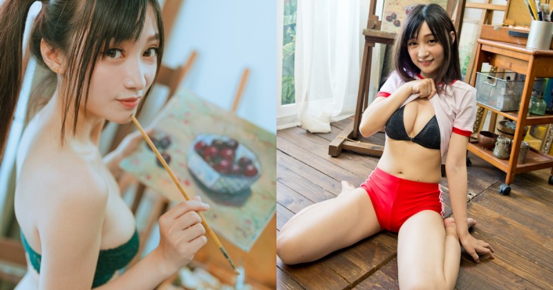 【6upoker】畫室裡的壞壞學生妹「江DD」，俏皮純真暗藏性感誘惑，挺雪白美乳作情慾畫布！