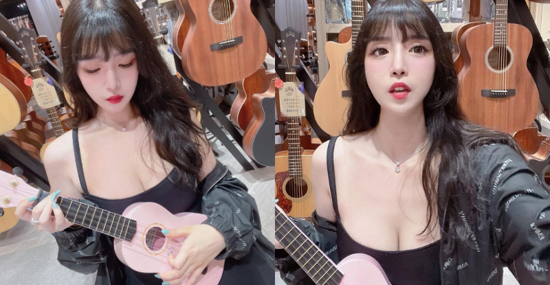 【6upoker】英文老師「宇倩Chloe」倒「雪嫩大乳」彈烏克麗麗，養眼畫面滿足粉絲身心靈