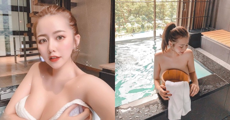 【6upoker】醫美診所老闆娘「bambi」泡湯不遮羞，渾圓美胸在浴盆後若隱若現superhot！