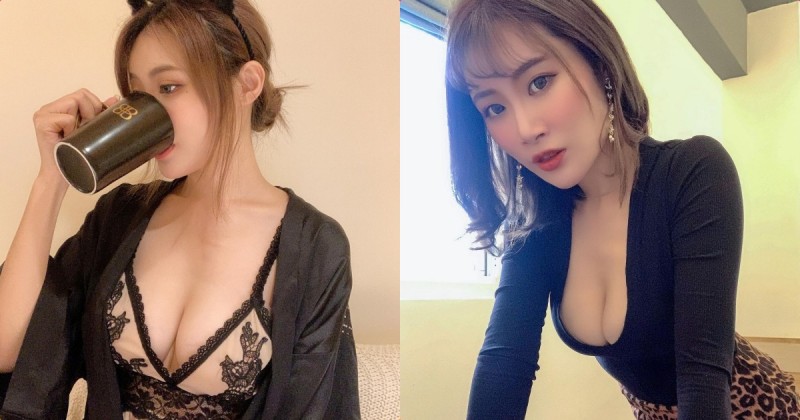 【6upoker】正妹「徐紜」穿火辣睡衣喝茶太撩人，「飽滿深V美乳」好養眼！