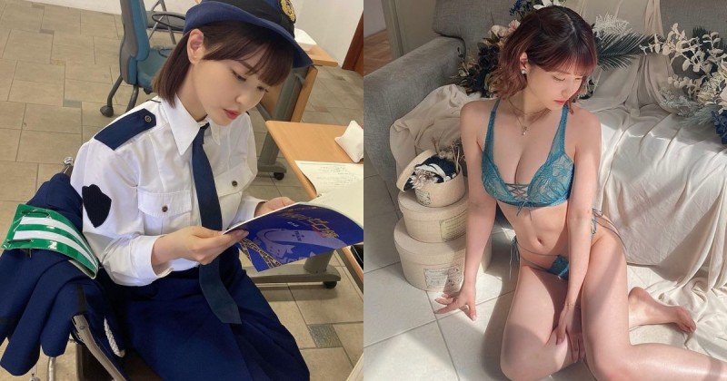 【6upoker】超甜美女警藏「G罩杯豪乳」，制服下超兇猛肉體原來是極品寫真女星「岸明日香」！