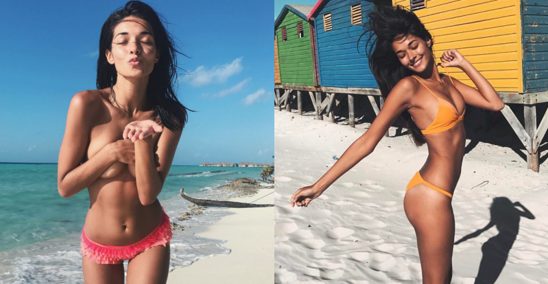 【6upoker】陽光沙灘沒有比基尼！「性感正妹」身體力行海島風情　捧嫩乳做日光浴