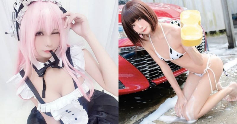 【6upoker】小奶也能很性感！甜美coser大膽穿衣秀「小蠻腰」，比基尼洗車好亮眼！