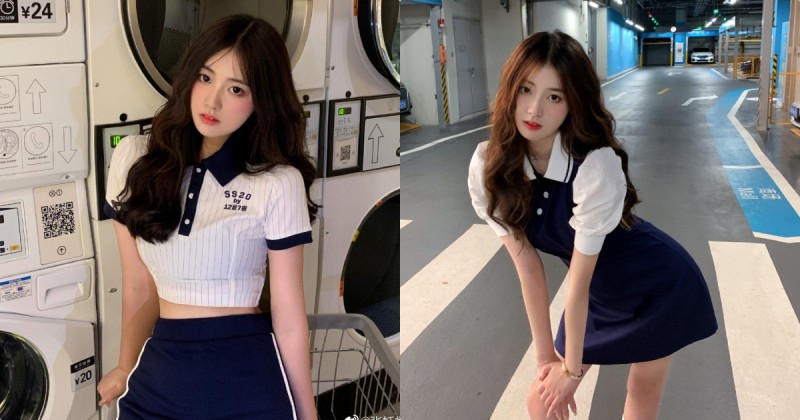 【6upoker】停車場「22歲超可愛纖腰妹子」，深藍小洋裝下有「性感S曲線」！