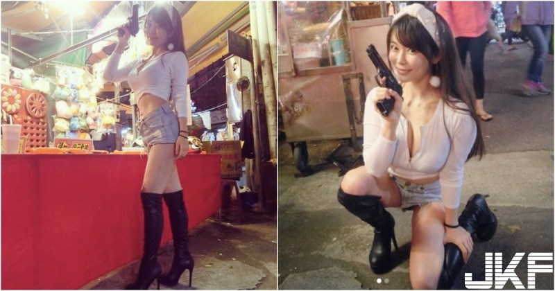 【6upoker】提槍上陣！樂華夜市出現「爆奶短褲妹」射氣球！火辣辣「白嫩大奶」害路人都看呆！