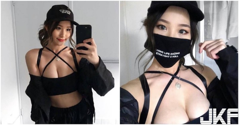 【6upoker】口罩正妹胸前大露「豐滿美乳」，養眼兩粒「長輩太有料」了！