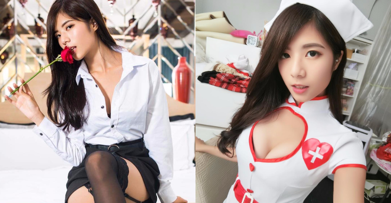 【6upoker】白襯衫窄裙「性感OL」解扣露溝好誘惑！角色扮演化身爆乳小護士！