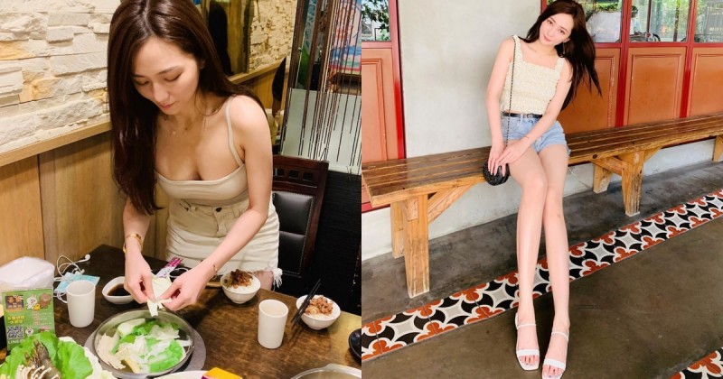 【6upoker】吃火鍋啦！「長髮美腿正妹」彎腰剝菜低胸背心檔不住美乳溢出！根本辣味香濃牛奶鍋！