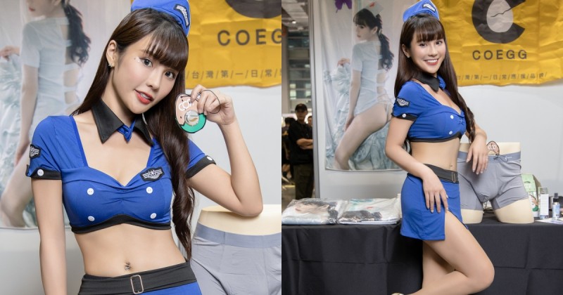 【6upoker】琳妲性感制服露「美乳細腰長腿」，在TRE會場賣小褲褲！