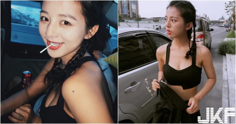 【6upoker】車邊出現「馬甲小辣妹」！叼著棒棒糖俏皮又可愛！胸前「小露乳溝」有點兇！