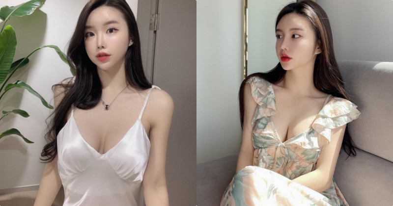 【6upoker】網拍正妹示範「性感低胸小洋裝」，「飽滿的美胸曲線」好明顯！
