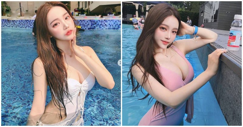 【6upoker】美乳正妹到泳池解放「巨大車頭燈」，傲人比基尼曲線太兇猛了！