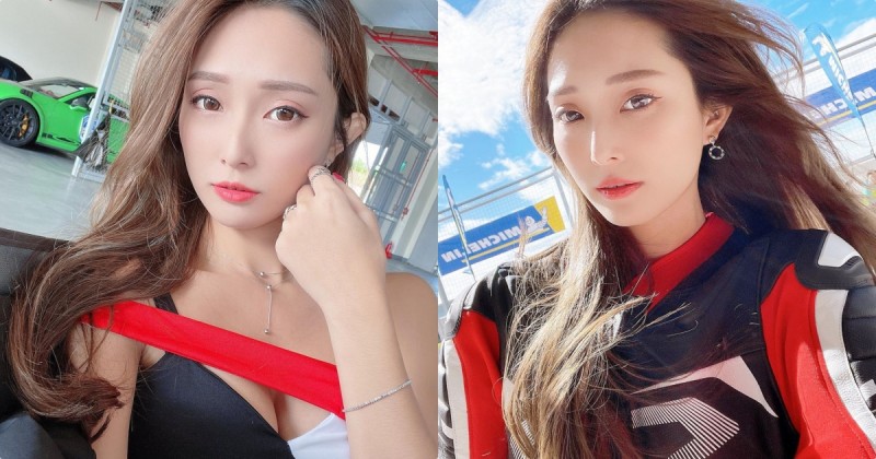 【6upoker】賽車場上火辣D奶正妹「糖糖」，「性感深溝造型」辣到噴火了！