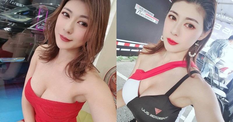 【6upoker】火辣展場正妹「JoJo 嘉嘉」，低胸賽車服「車頭燈好吸睛」！